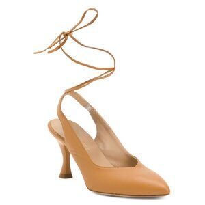 OROSCURO Cognac Made In Italy Leather Slingback Heels
